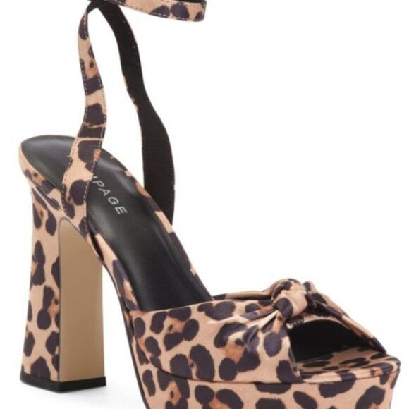Rampage Leopard Print Heels Size 10M Mob Wife Platform Ankle Strap Y2K - Picture 8 of 8